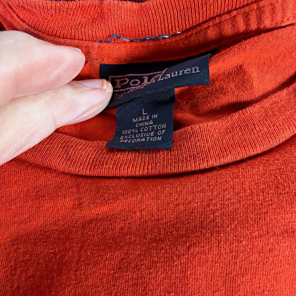 Polo Ralph Lauren Men's Orange Pony Logo T-Shirt L Crew Neck Short Sleeve large